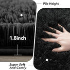 Black Fluffy Area Rugs for Bedroom：Black Plush Area Rug 4x6 - Indoor Modern Shaggy Soft Carpet for Living Room Bedroom Kids Room Nursery (Black, 4x6 Feet)
