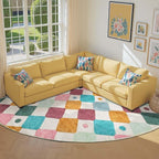 jinchan Kids Rug for Classroom 8ft Radius Corner Washable Area Rug Modern Colorful Quarter Circle Rug Soft Non-Slip Carpet for Nursery Playroom Daycare Reading Nook Living Room Confetti on Cream