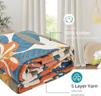 Boho Throw Blanket for Bed - 100% Pure Cotton Ultra Soft Rustic Quilt - Farmhouse Decor Bed Blankets, All Season Rustic Throw for Sofa Couch Chair(91''x 98'', Floral Sea)
