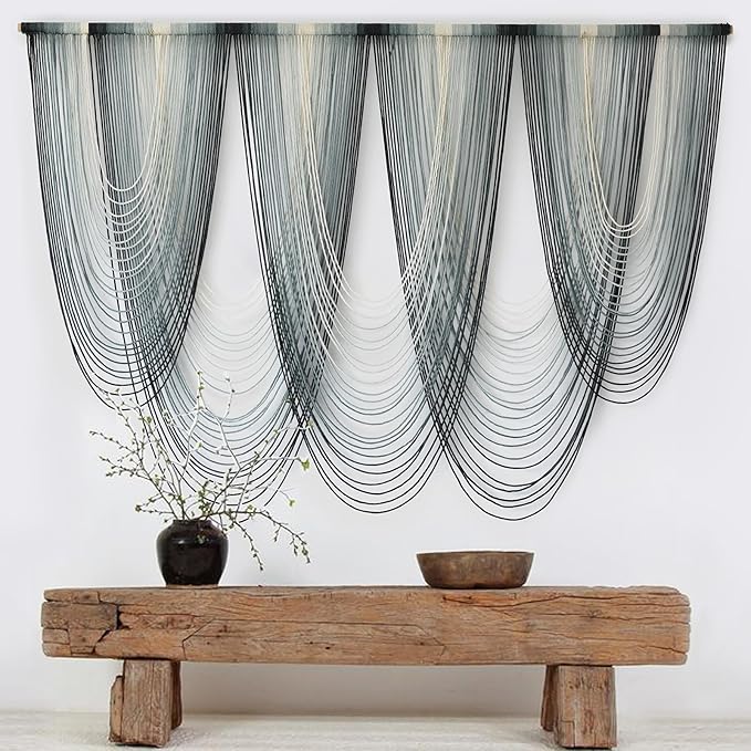 IOWER Large Macrame Wall Hanging Dip-Dyed Macrame Wall Decor Boho Wall Decor Craftsmanship Fiber Art 57" W x 41" L