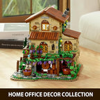 Winery Chateau House Building Set with Lights, Vineyard Castle Construction Model Home Decor, 1826 PCS Vine Estate Autumn Cabin Building Block Kit, Birthday Gift for Adults Teens Boys Girls