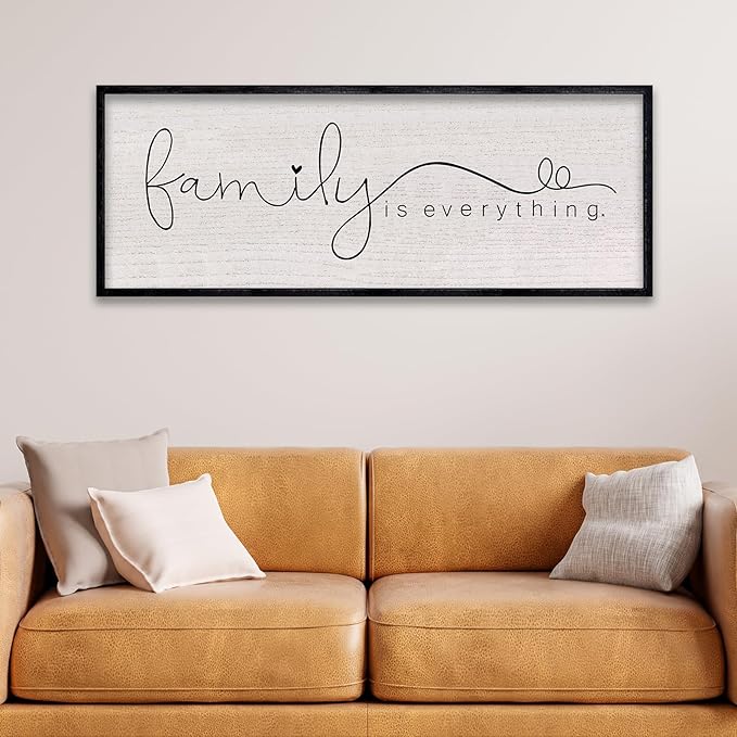LuZhiQiang Family is Everything Sign Wall Decor 40"x15" Warm Home Sign Wall Art for Entryway Large Hanging Wood Framed (Black)
