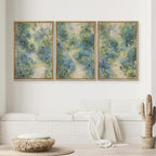 SIGNWIN Framed Canvas Print Wall Art Blue and Green Floral Impressionist Nature Scene Photography Modern Art Minimalist Black and White for Living Room, Bedroom, Office - 24"x36"x3 Natural