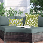 Alysheer Embroidered Lumbar Decorative Throw Pillow Cover 12"x 20", Classic Boho Geometric Embroidery Pattern Cotton Rectangular Cushion Case for Sofa Couch Living Room Bedroom(Green Grey)