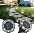 Mini Solar Ground Lights, 2 Pack Solar Lights Outdoor Waterproof, Upgraded LED Flat Landscape Lighting for Outside Pathway Garden Patio Yard Driveway,Cold White