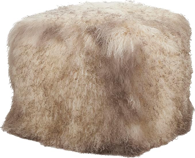 SARO LIFESTYLE Mongolian Lamb Fur Wool Pouf