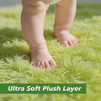 8x10 Fluffy Area Rugs for Living Room,Shag Area Rug for Bedroom,Grass Green Soft Fuzzy Rug Non-Shedding Indoor Plush Carpet for Kids Bedroom Nursery Home Decor