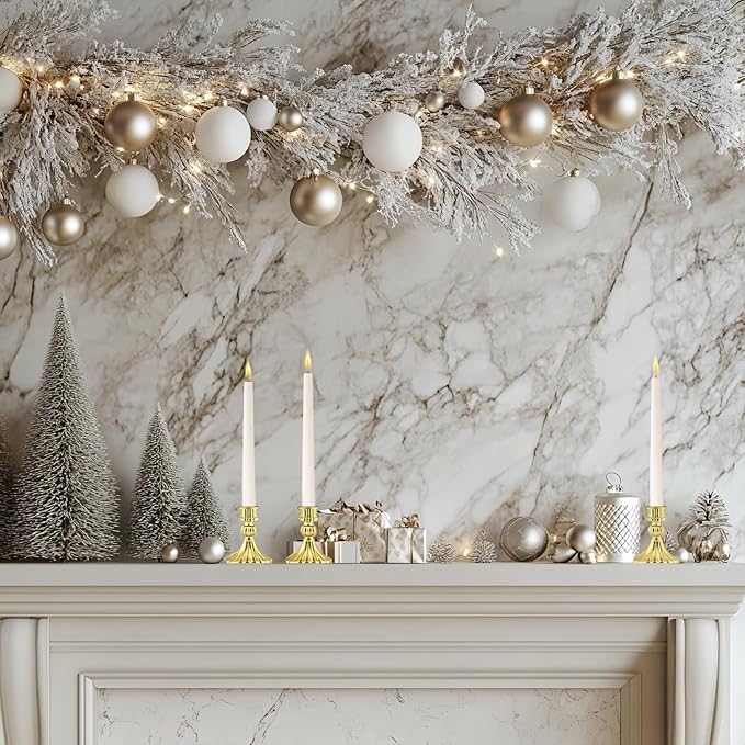 Glass Candlestick Holder,Striped Taper Candle Holders,Set of 6 Candle Stand for Table Centerpieces, Home Decor,Weddings,Festival and Parties (Gold Stripe)