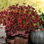 Artificial Fake Plants Flowers for Outdoor Outside Fall Decoration,24 Bundles Faux Silk Daisy in Planter UV Resistant Look Real for Home Front Door Porch Patio Garden Balcony Autumn Decor(Brown)