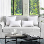 Leeden 12 x 20 Pillow Inserts (Set of 2) - Throw Pillow Inserts with 100% Cotton Cover - Decorative Rectangle Interior Sofa Pillow Inserts with Zipper for Sofa, Couch and Home Decor- White