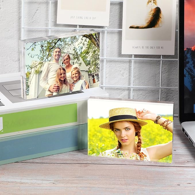 5 Pack 3.5 x 5 inches Acrylic Picture Frame Desktop Frameless Photo Frame Double Sided Transparent Acrylic Frame Clear Horizontal Magnetic Frame for Desk Desktop Display Pictures Holder