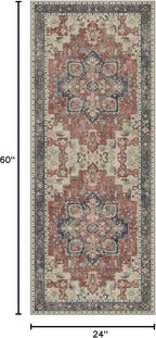 GENIMO 2x5 Runner Rugs for Hallway, Machine Washable Non Slip Vintage Rugs, Low Pile Lightweight Soft Print Rug for enrtyway, Corridor, Home Office, Kitchen, Bordeaux