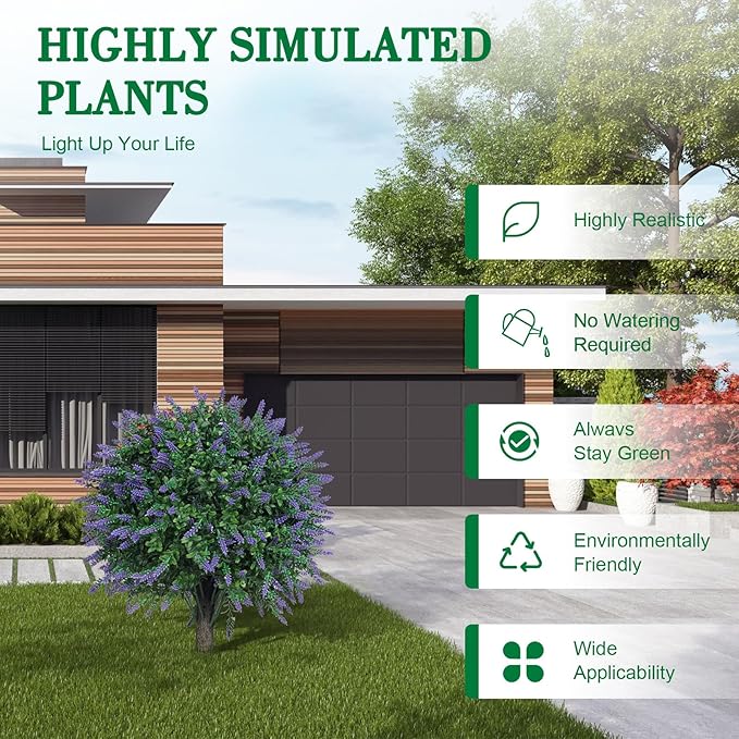 Set of 2 Artificial Lavender Boxwood Topiary Ball Bush for Outdoor with Ground Spike 22", UV Resistant Faux Greenery Shrubs, Fake Boxwood Plants for Indoor, Garden, Yard, Porch, Patio Decor