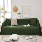 Sofa Covers Washable, Couch Cover for Grand Sofa, Soft Cozy Couch Protector for 3 Cushion Couch, Oversized Covers for Sectional Sofa, Solid Green Chenille Fabric with Tassels, 71"x 134"