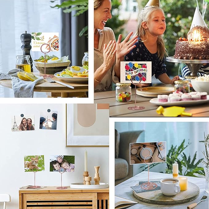 Table Number Holders 20Pcs - 3.35 Inch Place Card Holder Table Number Stands for Wedding Party Graduation Reception Restaurant Home Centerpiece Decorations Office Memo Photo (Rose Gold)