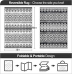 Waterproof Outdoor Rug 8x10ft, Bohemia Reversible Plastic Straw Mat for Patio RV Deck Porch Backyard Balcony Camping Picnic Beach Indoor Outdoor Carpet, Black&White