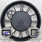 The B-Style Large Wall Clock 24 inch Moving Gear Wall Clock Oversized Vintage Farmhouse Wall Clocks for Living Room Decor Rustic Industrial Wood Clock (Desert Beige, 24 inch/60cm)