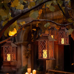 Solar Lanterns Outdoor, Waterproof Garden Hanging Lanterns, 13" Outdoor Decorative Lantern with LED Flickering Flameless Candles, Vintage Lantern for Porch, Yard,Patio Decor, 1 Pack