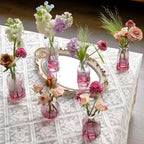 Bud Vases Set of 12, Small Purple Vase Glass Vases for Flowers Vintage Ribbed Colored Wedding Flower Vase for Decor in Bulk Decor Bridal Shower Centerpieces Home Table Decoration