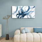 Blue Wall Art Large Pictures for Living Room Abstract Wall Decor Wall Decoration Print Pictures Canvas Framed Artwork Minimalist Paintings for Office Above Bed Wall Decor 24×48in