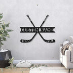 Hockey LED Wall Sign - Hockey Sticks Custom Name Light Up Wall Art, 16-Color LED with Remote Control, Hockey Decor for Bedroom, Locker Room, Fan Gift