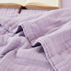 EMME Cotton Twin Blanket for Couch Soft Airy Muslin Bed Blankets Lightweight Breathable All Season Gauze, Lavender 60"x80"
