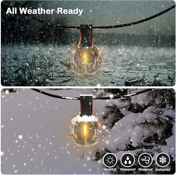 200FT LED Outdoor String Lights with 100+4 Bulbs, Shatterproof Waterproof Patio String Lights for Outside, Connectable 2200K Dimmable Commercial Hanging Light for Christmas Backyard Cafe Garden Bistro