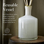 LAFCO New York Signature Reed Diffuser, Feu de Bois - 15 oz - Up to 9 Months Fragrance Life - Reusable, Hand Blown Glass Vessel - Natural Wood Reeds - Made in The USA