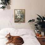 Floating Framed Canvas Vintage Wall Art, Neutral English Cottage Rose Garden Oil Paintings Print, Spring Pictures Wall Decor for Living Room Hallway Bedroom Office Rustic Decor 8x10 inch