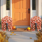 HyeFlora Artificial Fake Fall Hanging Flowers for Outdoor Decor, 2PCS Faux Silk Morning Glory Hanging Plants Mums Vine for Home Garden Wall Party Indoor Outside Decoration (Fall Orange+Light Orange)