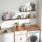 Heimlove Floating Shelves for Wall, 24 Inch Long Wood Floating Shelves Set of 3, Wall Mounted Hanging Shelf for Bathroom Bedroom Kitchen, Walnut