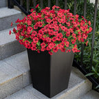 20 Bundles Artificial Flowers for Outdoor Fake Plants for Spring Decoration,Faux Eucalyptus Flowers for Planter UV Resistant Lifelike for Home Porch Garden（Red）