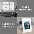 8x12 White Picture Frames set of 3, Made of Wooden and Glass Photo frame - Displays 6x8 Picture with Mat or 8 x 12 Poster without Mat, Desktop & Wall Collage Frame set