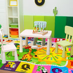 9x12 Washable Area Rug, Educational and Fun Kids Rug for Classroom Playroom Living Room Bedroom, Learning and Safe Playmat with ABC Alphabet Animals,Baby Toddler Children Play Mat