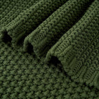 Longhui bedding Chunky Cable Knit Throw Blanket Lightweight Olive Green 100% Organic Cotton Blanket for Sofa Couch Bed Baby Nursery, Rustic Shabby Chic Modern Farmhouse, 51” x 63” Give Laundering Bag