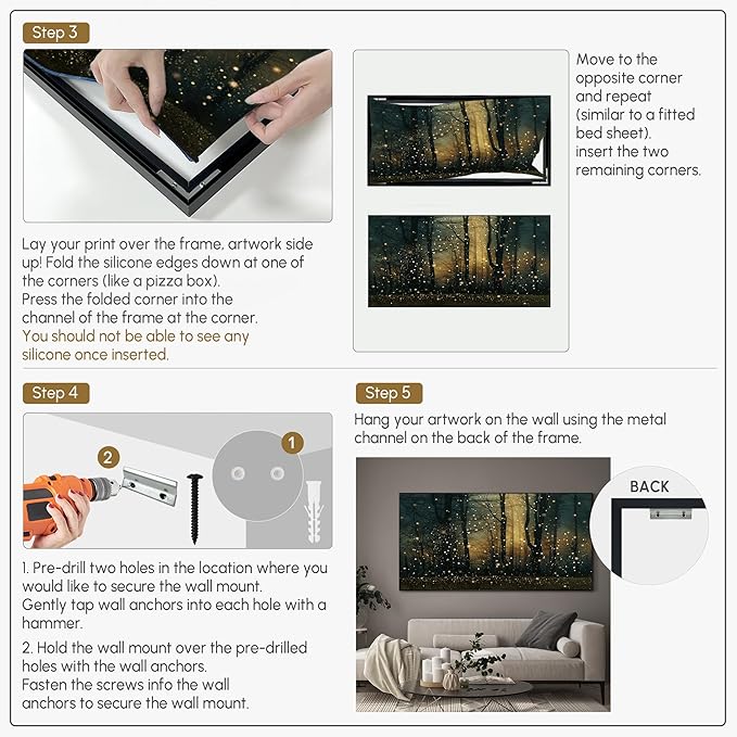 SIGNWIN 36"x72" Extra Large Framed Wall Art Magical Firefly Forest at Twilight, Enchanted Nature Scene for Home Living Room Bedroom Decor (Frame Assembly Required)