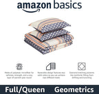 Amazon Basics Lightweight Microfiber Comforter Sets, 3-Pieces, Geometrics, Full/Queen