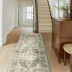 AMOAMI-2X10 Runner Rug-Washable Runners for Hallways-Soft Non Slip Bedside Rugs for Bedroom-Vintage Long Rug for Hallways Entryway Laundry Room Stair Kitchen Bathroom Green