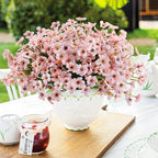 Uieke Artificial Fake Flowers, 16 Bundles Outdoor Plastic Flowers Cemetery Flowers UV Resistant No Fade Floral Arrangements Outside Hanging Planter Home Garden Porch Window Box Décor (Pink)