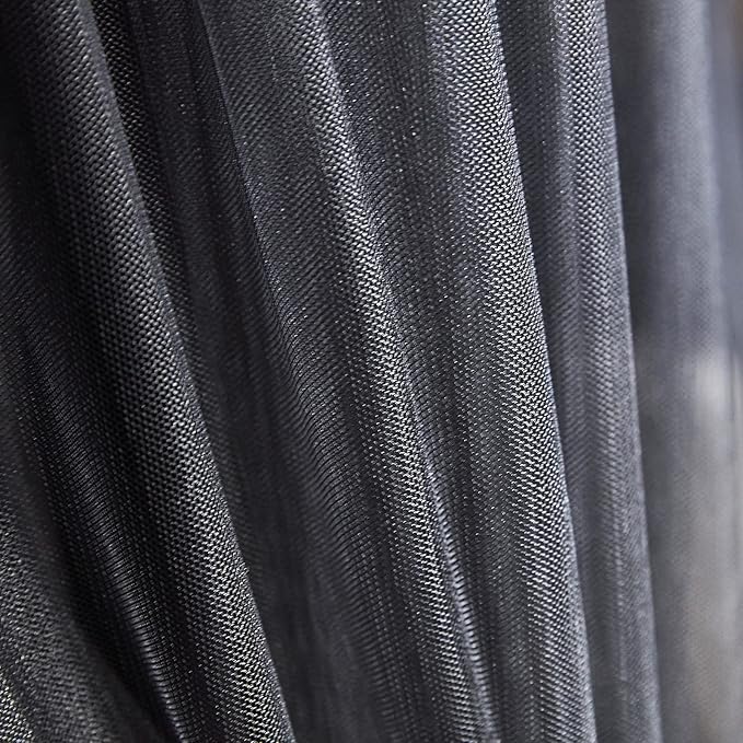 Kertnic Luxurious Bed Canopy for Girls & Adults - Double Layer Princess Canopy with Lace, Round Dome Mosquito Netting for Queen/King Bed Tent (Black)