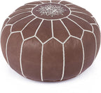 Marrakesh Gallery Genuine Leather Round Pouf Unstuffed - Moroccan Ottoman Footstool, Footrest Cover - Boho Decor - Bohemian Living Room, Bedroom, Kids Room, Gift & Wedding