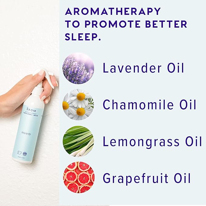 MOXE Dream Linen & Room Spray, Essential Oils for Sleep, Natural Aromatherapy Mist, Bedding, Pillows, Sheets, Home & Bedroom, Lavender, Chamomile, Lemongrass, Grapefruit, 8 Ounces (1 Pack)