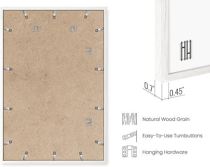 HAUS AND HUES White Poster Frames 24 X 36 Inches - Set of 3 Large Picture 24x36, Frame Sets for Wall Collage 24x36 Wood, Gallery 24x36 (White Oak Frame) 24x36 in