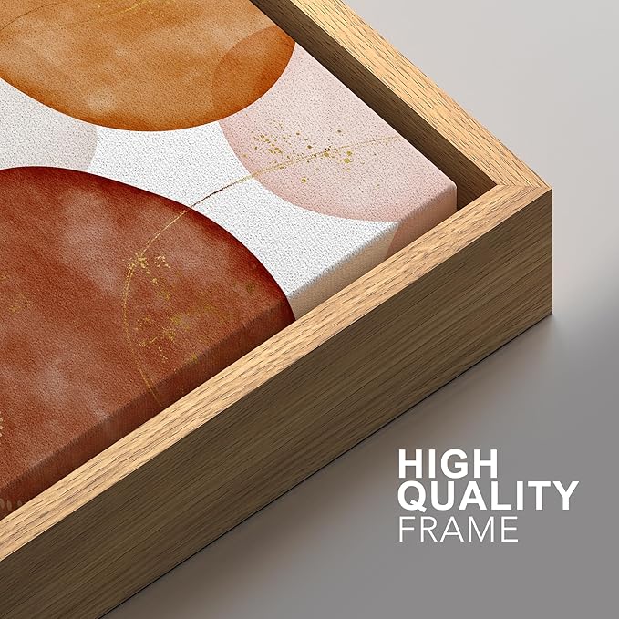 SIGNFORD Framed Wall Art Print Set Vintage Mid-Century Spiral Watercolor Dot Abstract Shapes Illustrations Modern Minimalist Multicolor for Living Room, Bedroom, Office - 16"x24"x2 Natural