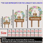 Personalized Rabbit Metal Sign with Stake,Custom Gardener Last Name Signs Outdoor Decor,Customized Flowers Gardening Birthday Gifts,Cute Animal Plaques for Patio Lawn Porch Backyard Farmhouse Outside