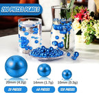 200 PCS Blue Vase Fillers, Pearls Bead for Centerpieces Vases, 10/14/20 MM No Hole Beads, Fake Pearls for Wedding Birthday Anniversary Theme Party Table Centerpieces Decor