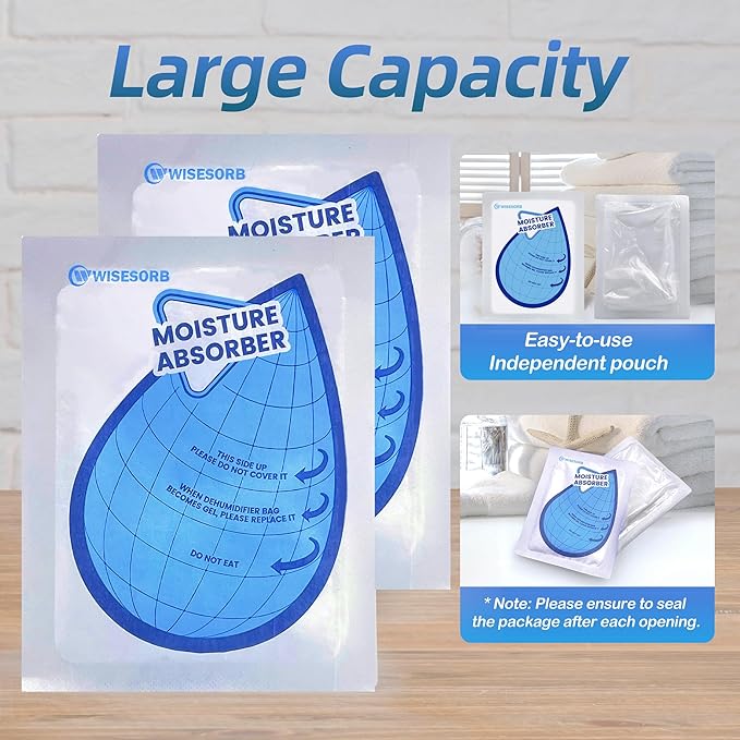 100 Gram 20 Packs Moisture Absorbers, Dehumidifier Bags for Bathrooms, Basements, Rvs, Humidity Packets for Closet