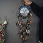 Remorelt Wolf Eagle Bear Dream Catcher Bedroom Wall Decor, Christmas Home Decoration, Room Accessory, White Moon Feather Decoration - Unique Home Craft Wall Pendant (DC12 8inch 3D Eagle)