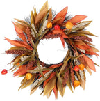 Fall Corn Husk & Berry Door Wreath for Front Door 24 Inch, Festive & Rustic Farmhouse Autumn Harvest Wreath, Fall Decor for Home Door Wall Porch Window, Orange/Yellow/Brown