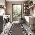 Beverly Rug Outdoor Runner Rug 2x7 Modern Floral Bordered Area Rugs for Indoor and Outdoor Patio Easy to Clean Non Shedding Living Room Porch Garden Washable Outside Carpet (2 x 7 Brown)